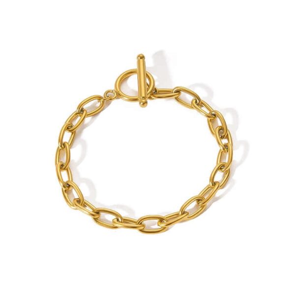 Oval Link Chain Bracelet T-Bar Clasp