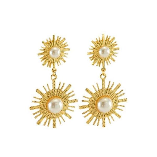 Sunburst Pearl Drop Earrings