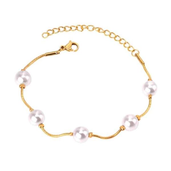 Chain Bracelet Imitation Pearls