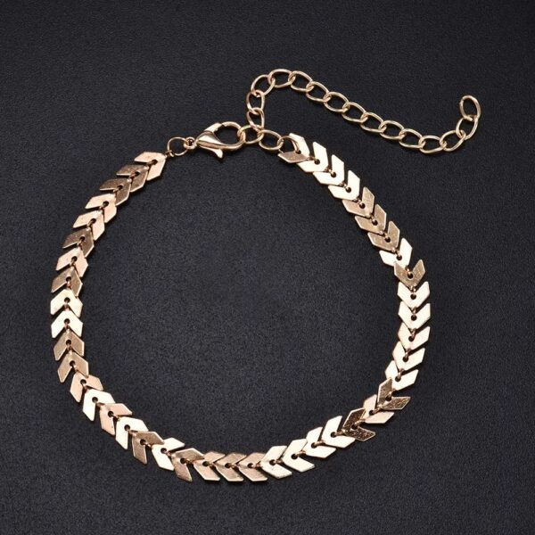gold fishbone chain anklet